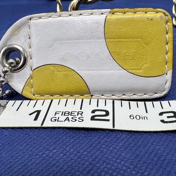 COACH White Yellow Leather Hang Tag KEY FOB 3" Large Charm - Picture 5 of 6